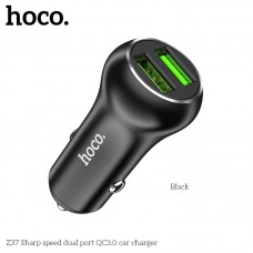 Адаптер автомобильный HOCO Sharp speed dual port car charger Z37 |2USB, QC3.0, 3A, 36W|