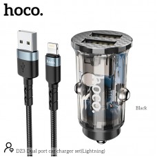 Адаптер автомобильный HOCO Lightning cable double port car charger DZ3 |2USB, 2.4A|