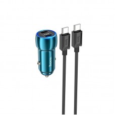 Адаптер автомобильный Type-C to Type-C Cable Tough dual port car charger Z48 синий