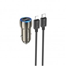 Адаптер автомобильный Type-C to Lightning Cable Tough dual port car charger Z48 коричневый