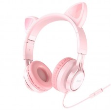Наушники HOCO Cat ear headphones with mic W36 розовые