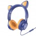 Наушники HOCO Cat ear headphones with mic W36 сине-оранжевые
