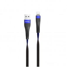 Кабель плоский HOCO U39 Slender USB - lightning 120 см 2.4A черный с синим