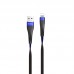 Кабель плоский HOCO U39 Slender USB - lightning 120 см 2.4A черный с синим