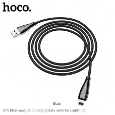 Кабель HOCO Lightning with LED магнитный Blaze U75 1.2m  черный