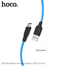 Кабель силиконовый HOCO X21 Plus MicroUSB Silicone 1 метр голубой