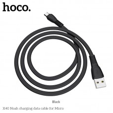 Кабель HOCO Micro USB TPE Flat Noah X40 черный метровый