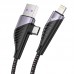 Кабель HOCO U95 Combo 2in1 USB to Type-C и Lightning Freeway PD шнур 20вт черный