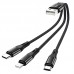 Кабель HOCO X47 Harbor Combo 3-in-1 Lightning + Micro USB + Type-C 0.25m черный