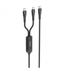 Кабель HOCO Combo Type-C to Type-C/Type-C Super U102 1.5m 100W разветвитель черный