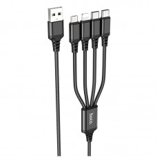 Кабель HOCO Combo 4-in-1 2Type-C+Lightning+Micro USB Super charging cable X76 |1M, 2A|