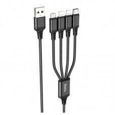 Кабель HOCO Combo 4-in-1 2Lightning+Type-C+Micro USB Super charging cable X76 |1M, 2A|