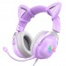 Наушники игровые с ушками кошачьими ONIKUMA X11 Gaming CAT with LED фиолетовые