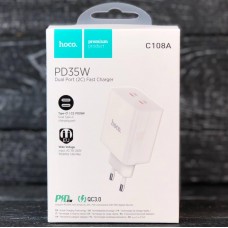 Зарядное устройство - адаптер питания сетевой HOCO C108A Leader 2 порта USB-C 35W