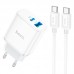 Зарядный адаптер Hoco C105A 20W Type-C и USB с быстрой зарядкой и LED подсветкой