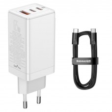 Зарядное устройство Baseus 65W GaN3 Pro с кабелем 100W Type C комплект белый
