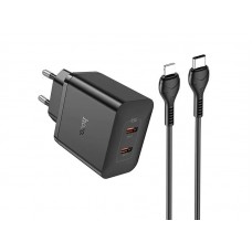 Зарядное устройство комплект Hoco N35 2 выхода USB-C 45W с кабелем C to iPhone black