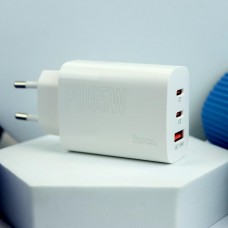 Зарядный сетевой адаптер HOCO DC40 быстрый 65W 3 порта usb