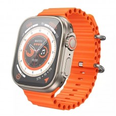 Смарт часы HOCO Y12 Ultra (call version) с функцией звонка золотистые ремешок оранжевый