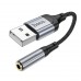 Переходник HOCO LS36 - USB to 3.5 - внешняя звуковая карта 12 см DAC