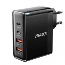 Зарядный адаптер Essager 100W GaN 2U+2C (ES-CD37 / P100AU01A3C0) сзу черное