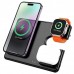 Зарядное с подставкой - держателем HOCO CQ1 Geek folding 3-in-1 magnetic wireless fast charger черное