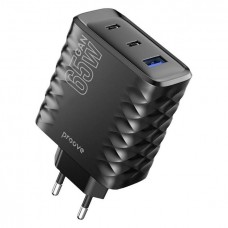 Зарядное устройство - быстрый блок Proove Speed Surge Gan 65W (USB + 2 Type-C) черный