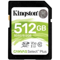 Карта памяти SDXC Kingston Canvas Select Plus 512Gb UHS-1 U1 V10 (SDS2/512GB)