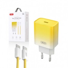Зарядное устройство XO CE18 30 ватт набор с кабелем Type-C - Type-C желтое