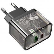 Зарядное устройство 2 выхода HOCO N34 dual-port 20W блок адаптер прозрачно черный