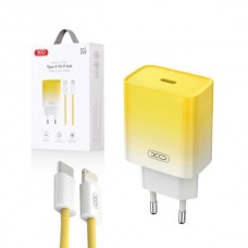 Зарядное устройство XO CE18 30W набор с кабелем Type-C - Lightning желтое