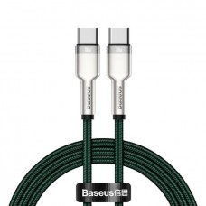 Дата кабель 1 метр - BASEUS Cafule Metal CATJK-C06 Type-C to Type-C 100W 1m 5A зелёный