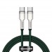 Дата кабель 1 метр - BASEUS Cafule Metal CATJK-C06 Type-C to Type-C 100W 1m 5A зелёный