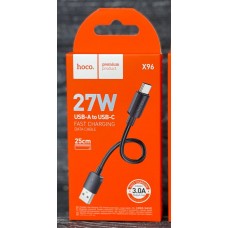 Кабель короткий 25 см HOCO X96 usb to Type-C 27вт черный