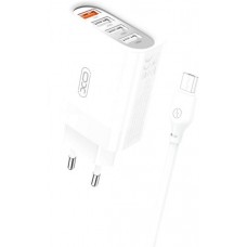 Зарядное устройство - блок 4 порта USB - XO L100 fast charger с быстрой зарядкой QC3.0