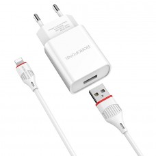 Зарядное устройство с кабелем Lightning - BOROFONE BA20A Sharp белое