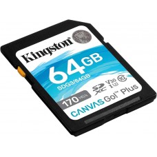 Карта памяти SDXC 64 ГБ - Kingston Canvas Go Plus UHS-1 U3 V30 (SDG3/64GB)