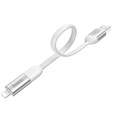 Кабель - 2 в 1 Hoco U87 Combo Lightning+Type-C силиконовый 20 см белый