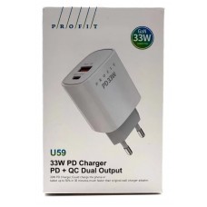 Блок питания - зарядное адаптер Profit U59 33W 2 выхода USB +Type-C