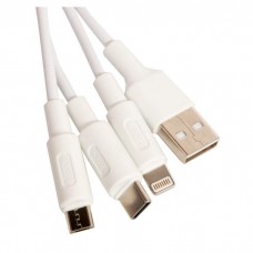 Кабель тройной Hoco X25  combo Micro USB + Lightning + Type-C 1 метр белый