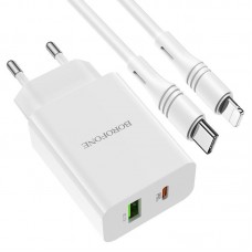 Сетевое зарядное устройство Borofone BA56A Lavida блок и кабель Type-C to Lightning
