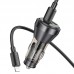 Зарядное устройство - Авто адаптер на 3 выхода - Hoco NZ12D Lucky 60W с кабелем USB-C - Lightning