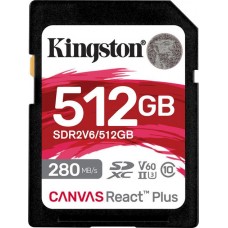Карта памяти SDHC 512GB Kingston Canvas React Plus V60 SD R280 / W150 (SDR2V6/512GB)