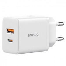 Зарядный адаптер - блок питания Baseus Cube Fast Charger C + U 30W 2 порта белый