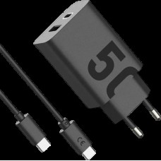 Зарядный блок адаптер 2 порта MOTOROLA 50W U+C + кабель USB-C (SJMC502)