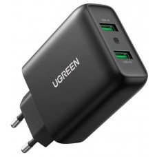 Зарядный адаптер - блок питания Ugreen CD161 2*USB 36W Fast Charger (10216) черный