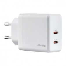 Адаптер - блок питания - ЗУ USAMS CC172 T54 40W Dual Type-C Ports GaN Fast Charger белый