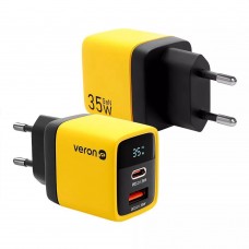 Зарядное устройство Veron TC-35 Home Charger 35W GaN 2 выхода с дисплеем