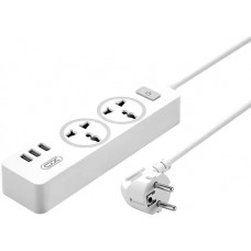 Удлинитель - фильтр сетевой XO WL04 3 порта USB +  2 розетки 10A белый