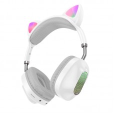 Наушники беспроводные HOCO ESD13 Skill cat ear BT с ушками кота белые